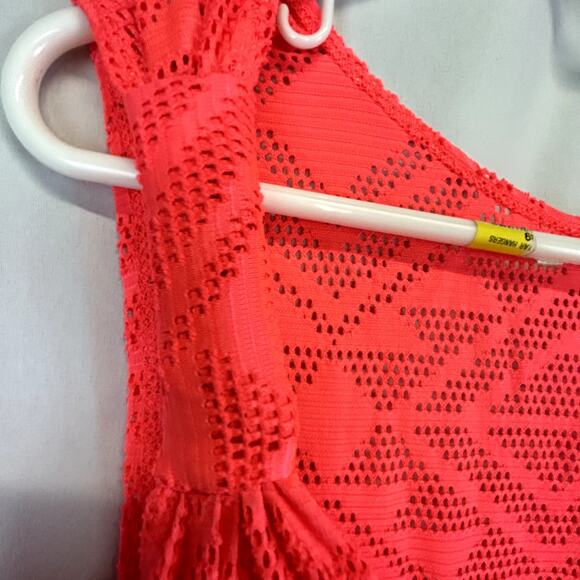 OP Ocean Pacific Swim cover Romper bright orange coral xl Jr 15-17  lace - Picture 5 of 10